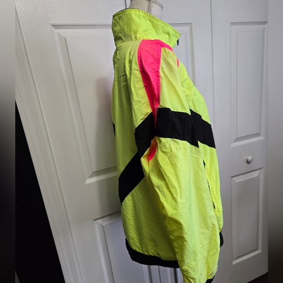 Vintage 1990s Dual Control neon florescent yellow windbreaker jacket - Picture 4 of 6